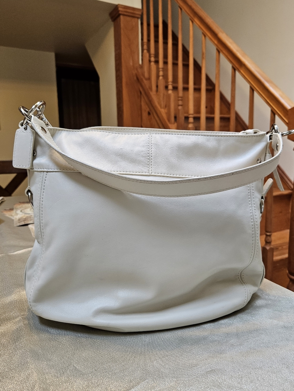 Coach Zoe Ivory Leather Hobo Shoulder Bag - Picture 4 of 16